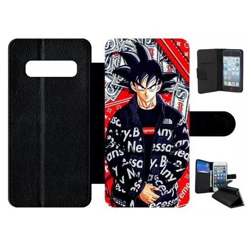 Etui À Rabat Pour Galaxy S10 - Dbz Goku Urban Saiyan Streetwise Fighter - Simili-Cuir - Noir
