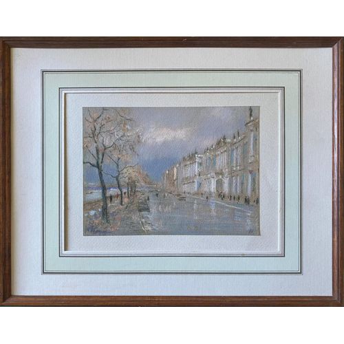 Tableau Pastel aposaposQuai de Seine aposapos Paris sign cadre multicolore