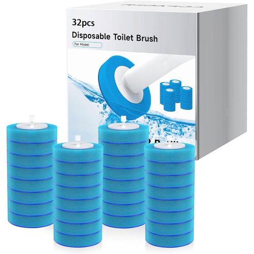 Têtes de Brosse de Toilette Jetables - 32 Pièces, Adaptées au Modèle HK-055, Pads de Nettoyage en Eponge Bleus, Pratiques à Utiliser et Faciles à Remplacer-Offrir des cadeaux