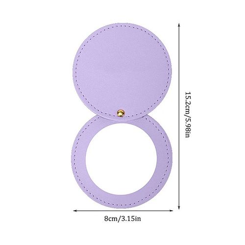 Miroir Compact Incassable En Acier Inoxydable Avec Manchon En Cuir Pu,Mini Miroir De Maquillage Portable Pour Sac À Main,Poche De Voyage.Purple 