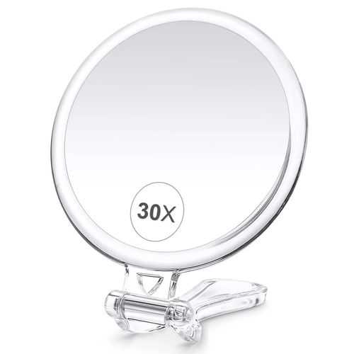 360 ° Miroir Grossissant À Rotation 30x Avec Poignée,Double Face,Grossissement 1x/30x,Pour Maquillage,Clinique Dentaire.White. 