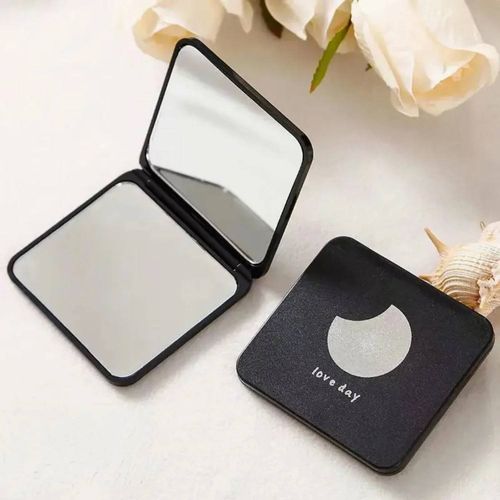 Miroir De Poche Carré,Miroir De Maquillage Compact Double Face Pour Voyage,Miroir Cosmétique Pliant Portable.A033-3 Black Moon. 
