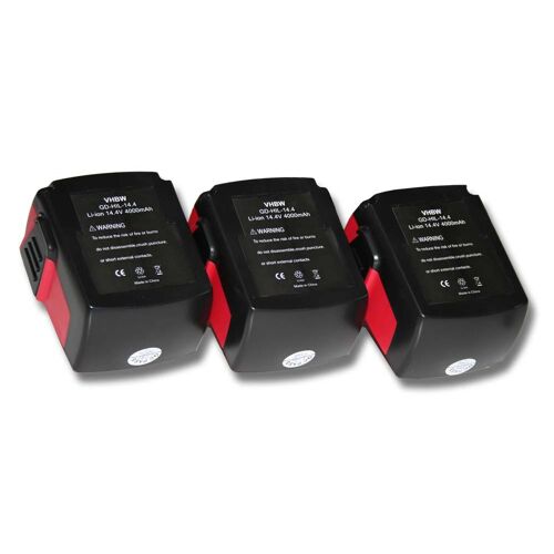 vhbw 3x Batterie compatible avec Hilti SFL Flashlight, SFL 144-A, SID 144-A CPC Impact Driver outil électrique (4000 mAh, Li-ion, 14,4 V)