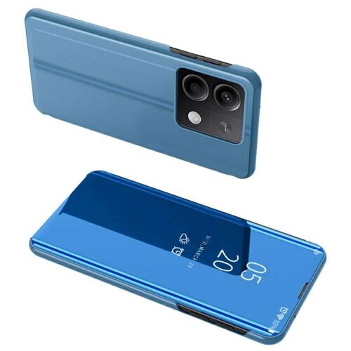 Housse pour Xiaomi Redmi Note 13 5G - etui coque portefeuille clear view miroir + verre trempe - BLEU