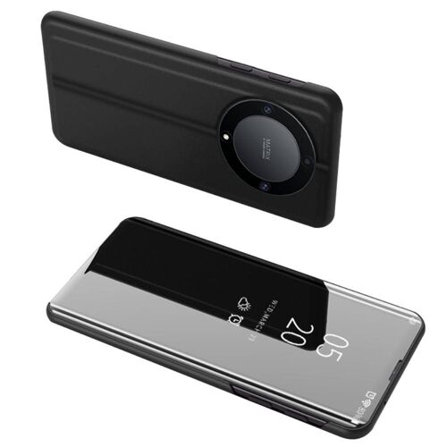 Housse pour Honor Magic 6 Lite 5G - etui coque portefeuille clear view miroir + film ecran - NOIR
