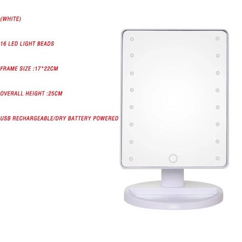 Miroir De Maquillage À Grossissement 2x 3x,Triple Touche,Support De Lampe 22led,Miroir De Vanité,Prend En Charge Usb Et Batterie Sèche,Miroir Carré De Chargement.Type2-A. 