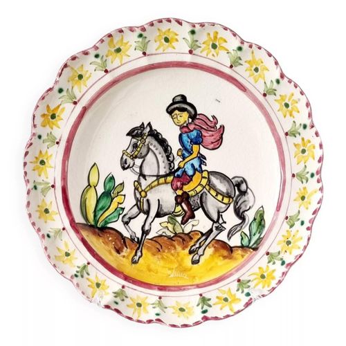 Ancienne Assiette En Cramique Espagnole Du Xixme Sicle Peinte La Main Pice Unique Multicolore