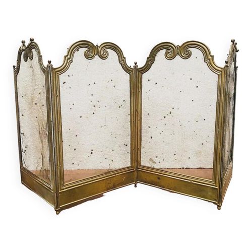 Pare tincelles a quatre feuilles en laiton et maille trsse XX sicle dore