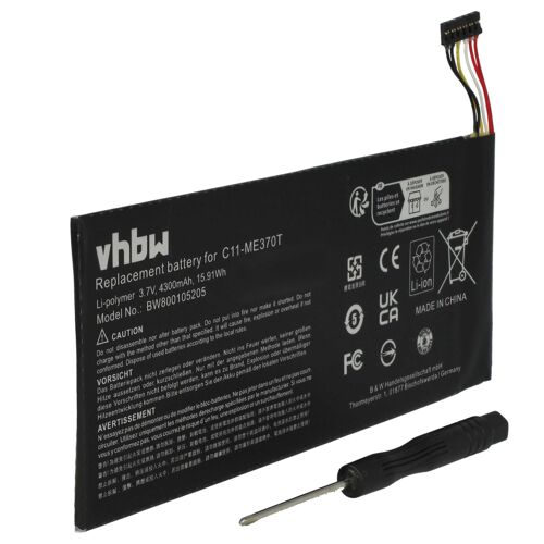 Vhbw Batterie Compatible Avec Google Nexus 7 32gb (2012), 7 16gb (2012), 7 8gb (2012) Tablette Pad (4300mah, 3,7v, Li-Polymère)