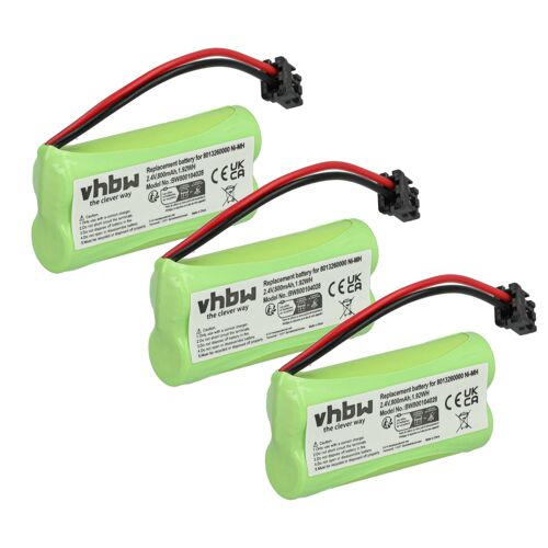 vhbw 3x Batterie remplacement pour ESP-1-47-1166 pour téléphone fixe sans fil (800mAh, 2,4V, NiMH)