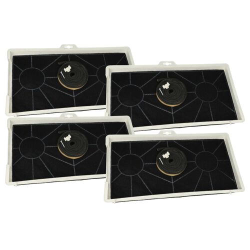 vhbw 4x Filtres à charbon actif compatible avec Bosch DHL555BL/01, DHL555BGB/02, DHL555BGB/01, DHL555BCH/06 hotte aspirante + bague de fixation