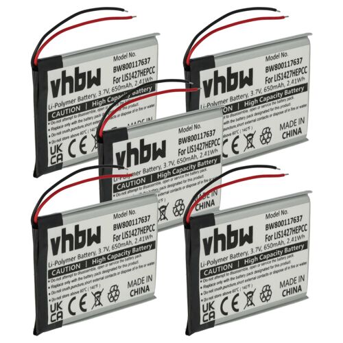 Vhbw 5x Batterie Compatible Avec Sony Nw-A25, Nw-A26, Nw-A27, Mdr-Zx330, Mdr-Xb950bt Casque Audio, Écouteurs Sans Fil (650mah, 3,7v, Li-Polymère)
