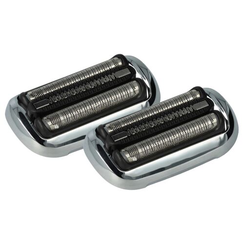 vhbw 2x Têtes de rasoir de remplacement compatible avec Braun 7071, 7027, 7081, 7075, 7012, 7020, 7018, 7011 rasoir électrique, noir / blanc / argenté