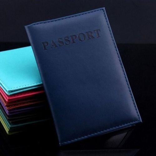 Couverture de passeport en simili cuir, porte-carte d'identité (bleu foncé)