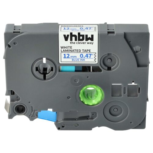 vhbw Ruban compatible avec Brother PT 2100VP, 2100, 2030, 2030AD, 2030VP, 210, série 200 imprimante d'étiquettes 8m x 12mm Bleu sur Blanc