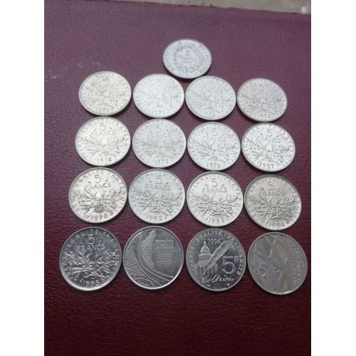 5 Francs Semeuse 13 Monnaies + Quatre Commémoratives Différentes