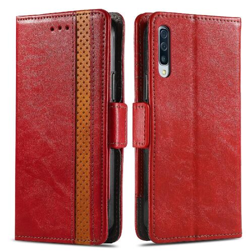 Étui Pour Samsung A70 / A70s Épissage Affaires Multi-Couleur Portefeuille Fente Multi-Carte - Rouge