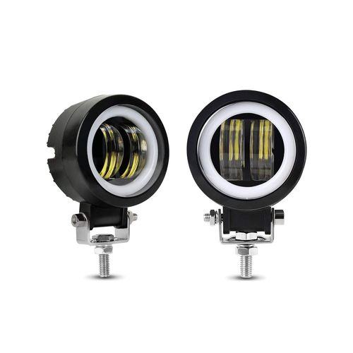 Phare De Moto Led Antibrouillard 3 Pouces 40w Rond Bleu Angel Eye Drl Lumière Blanche 10- 80vdc 8000lm Lumière De Travail Étanche Pour Véhicule Tout-Terrain (2 Pcs)