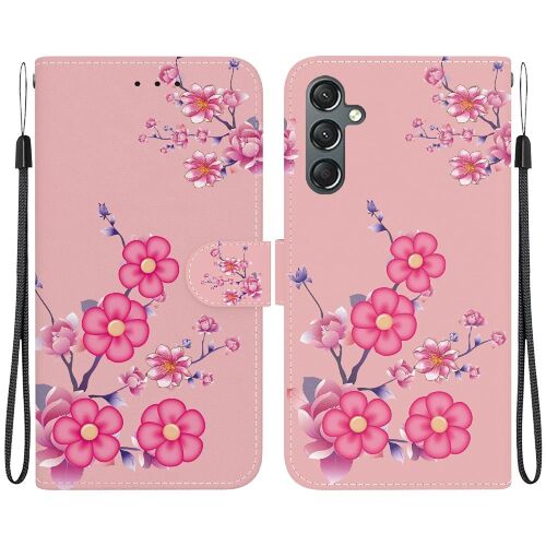 Étui Pour Samsung Galaxy A24 4g Fleur Papillon Peinte Fermeture Magnétique Portefeuille Cuir Pu Fentes Pour Cartes - C10