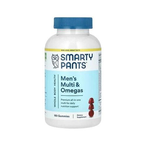 Smartypants Gommes Aux Multivitamines Et Aux Omégas Pour Hommes, Crème Citron, Myrtille Américaine Et Mûre, 180 Gommes
