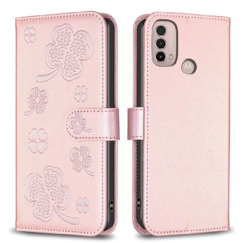 Étui Pour Moto E40 / E30 Multi-Couleur Épissage Portefeuille Affaires Trèfle - Couleur Rose