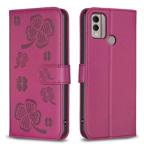 Étui Pour Nokia C22 Portefeuille Multi-Couleur Affaires Épissage Trèfle - Rouge