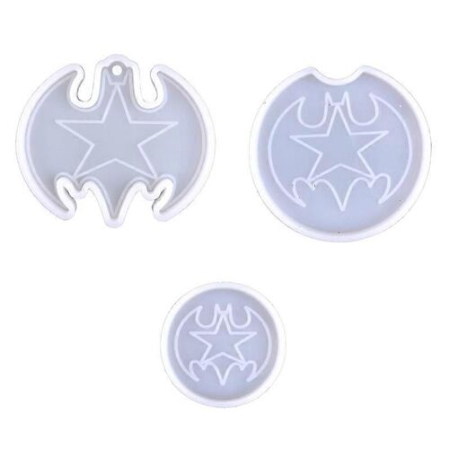 3 Styles Halloween Chauve-Souris Porte-Clés Moules Avec Trou Porte-Clés Pendentif Moule Fait À La Main