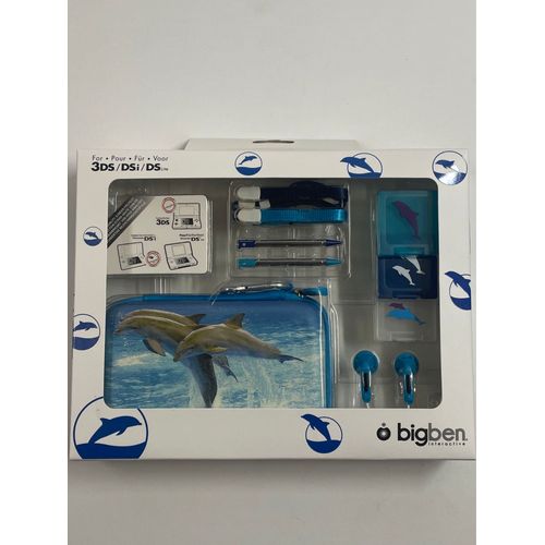 pack nintendo 3DS DSI DS LITE dauphin pochette + stylet + casque + dragonne + protection écran étui housse transport 