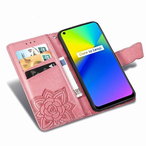 Étui Pour Oppo Realme 7i / C17 Affaires Multi-Couleur Portefeuille Aile Papillon - Couleur Rose