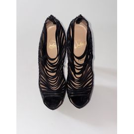 Escarpins Christian Louboutin En Cuir Vernis Noir Taille 38 1/2