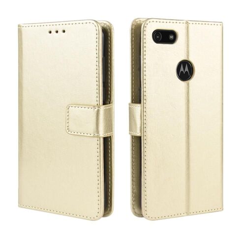 Étui Pour Motorola Moto E6 Play Titulaire De La Carte Portefeuille Magnétique Couverture Rabattable - Doré