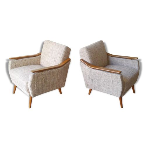 12 Fauteuils Club Cubique Annes 50 60 Vintage Originaux Parfait Etat Beige