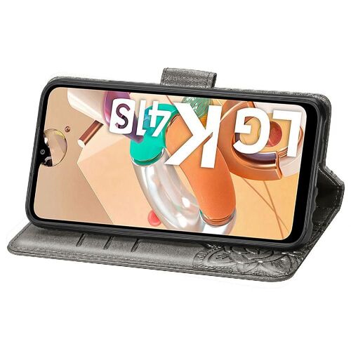 Étui Pour Lg K41s Portefeuille Affaires Aile Papillon Multi-Couleur - Gris