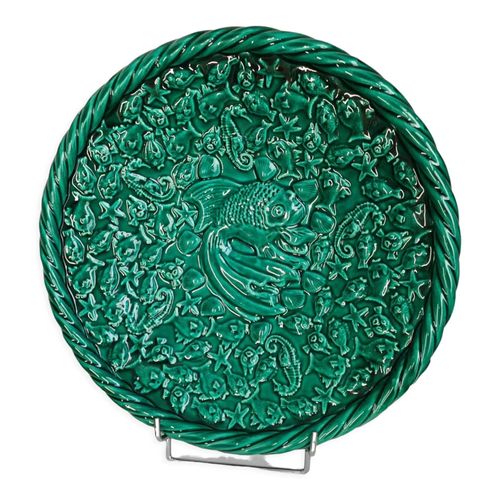 Coupe De Fruits Ou Plat Vallauris En Vert Massier Annes 50 Vert