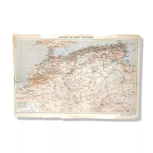 Carte Afrique du Nord 1931 multicolore