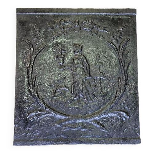 Plaque de cheminee decor de personnage du XlXme siecle n5 noir