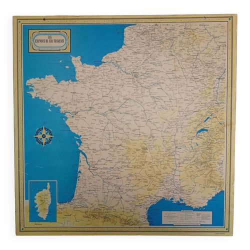 Carte les chemins de fer Franais multicolore