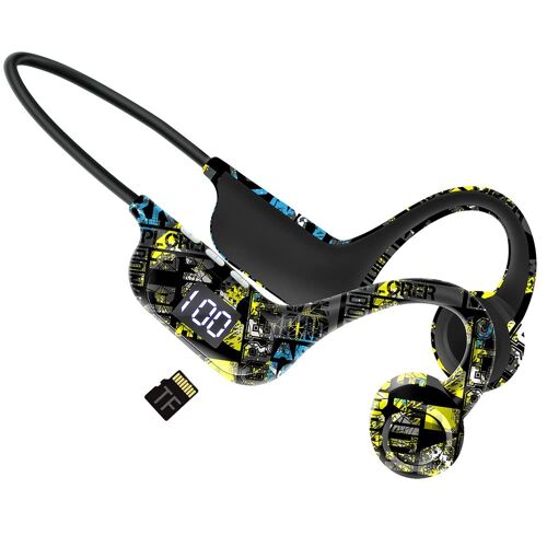 Ecouteurs sans Fil, Casque Conduction Osseuse Bluetooth,avec Microphone,Affichage de la Puissance,Fente pour Carte TF,écouteurs résistants à la Transpiration pour Running Cyclisme Travail (Noir)