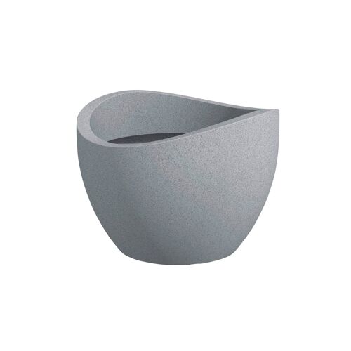 Scheurich Pot à plantation Wave Globe (Ton pierre, gris, Ø 60 cm, hauteur 45 cm)