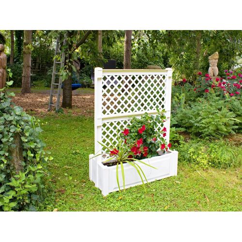 KHW Bac à plantes avec treillis central, 100 cm de long, 110 litres, plastique (blanc)