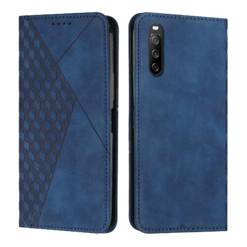 Étui Portefeuille Sony Xperia 10v 2023 Compatible Boucle Latérale Sentiment De Peau Et D'amour Couverture Antichoc Protection Complète Insertion De Carte - Bleu