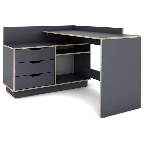 Byliving Bureau D'angle Belfast Avec Compartiments, 129 X 105 X 83 Cm (Anthracite/Imitation Chêne Sonoma)