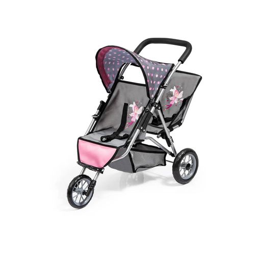Bayer Design Poussette double pour poupées (gris/rose)