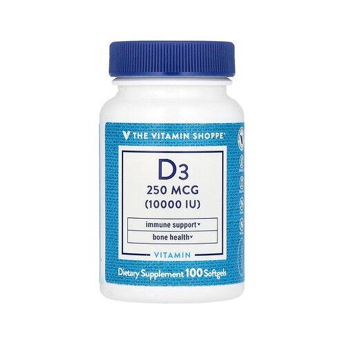 The Vitamin Shoppe Vitamine D3, 250 ?g (10 000 Ui), 100 Capsules À Enveloppe Molle 