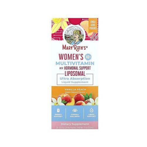 Maryruth's Multivitamines Liposomales Pour Femmes De 40 Ans Et Plus, Vanille Et Pêche, 14 Sachets, 15 Ml Pièce