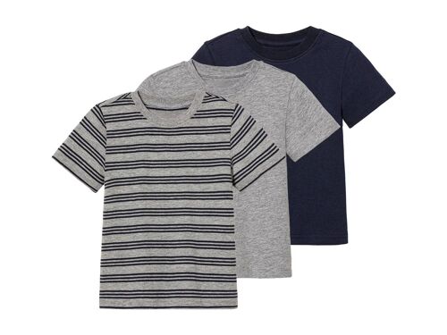 lupilu® Lot de 3 t-shirts petit garçon (bleu marine/gris rayé)