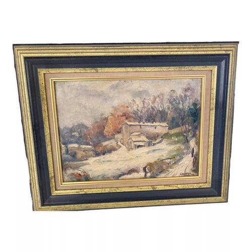 Peinture huile aposaposFerme en Provence blanc