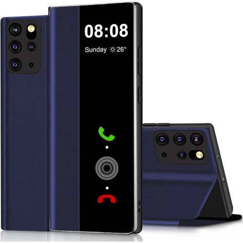 SJZG-Coque Pour Samsung S20 Plus Clear View Cover Coque Pour Samsung Galaxy S20 Plus Etui À Rabat Protection Case Flip Folio Silicone Tpu Antichoc Mince Douce 360 Full Body Antichoc Housse 5G (Bleu)