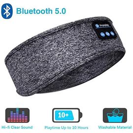 Écouteurs sans fil Bluetooth Fone, casque élastique, masque pour les yeux de musique, bande de sauna de sommeil de sport-Gray