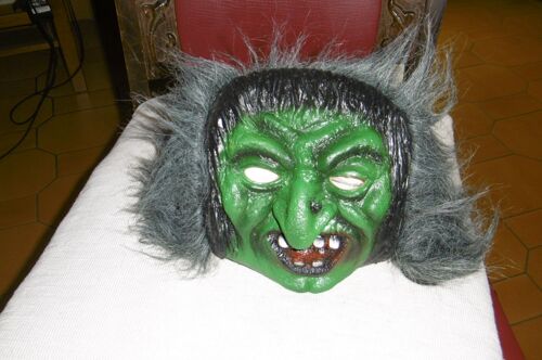 Masque Souple Latex Sorcier Vert Cheveux Gris Hl511/2 David Halsall Toys